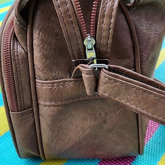 Samsonite Brown Carry On Luggage Travel Distressed Leather Sturdy Zip Adjustable - Picture 13 of 13